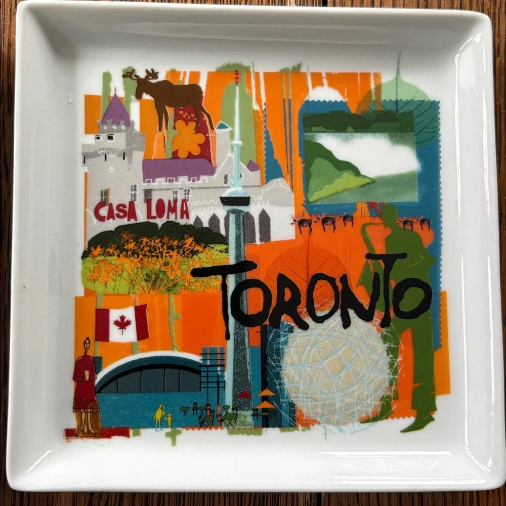 Crate & Barrel Road Trip Sm Appetizer Plates SET Of 4 5.75”